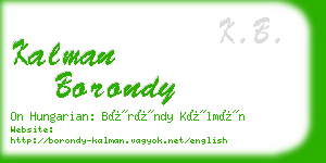 kalman borondy business card